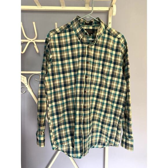Vintage Pendleton Shirt Mens Wool Green plaid button down Lg preppy grandpa - Picture 5 of 6